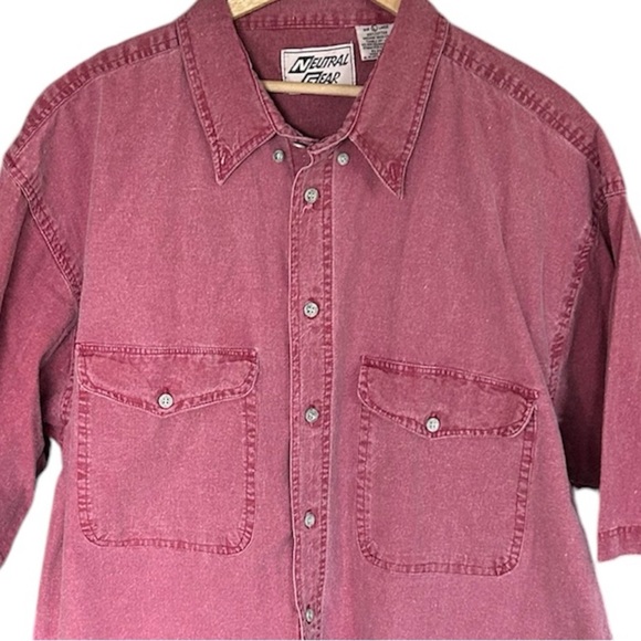 Neutral Gear Men’s Short Sleeve Light Denim Button Down Shirt Size Large - Picture 6 of 7